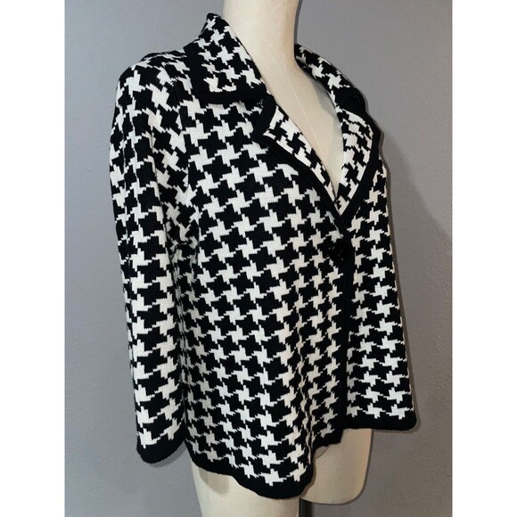 Josephine Chaus Women's Houndstooth Sweater Blazer Cardigan size S Cotton Blend - Picture 4 of 8